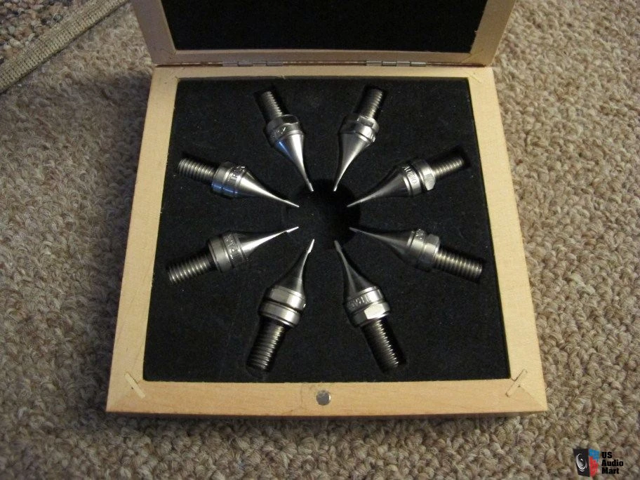 Track Audio Replacement SS spikes (M6, 1/4 UNC inc. lock nuts)