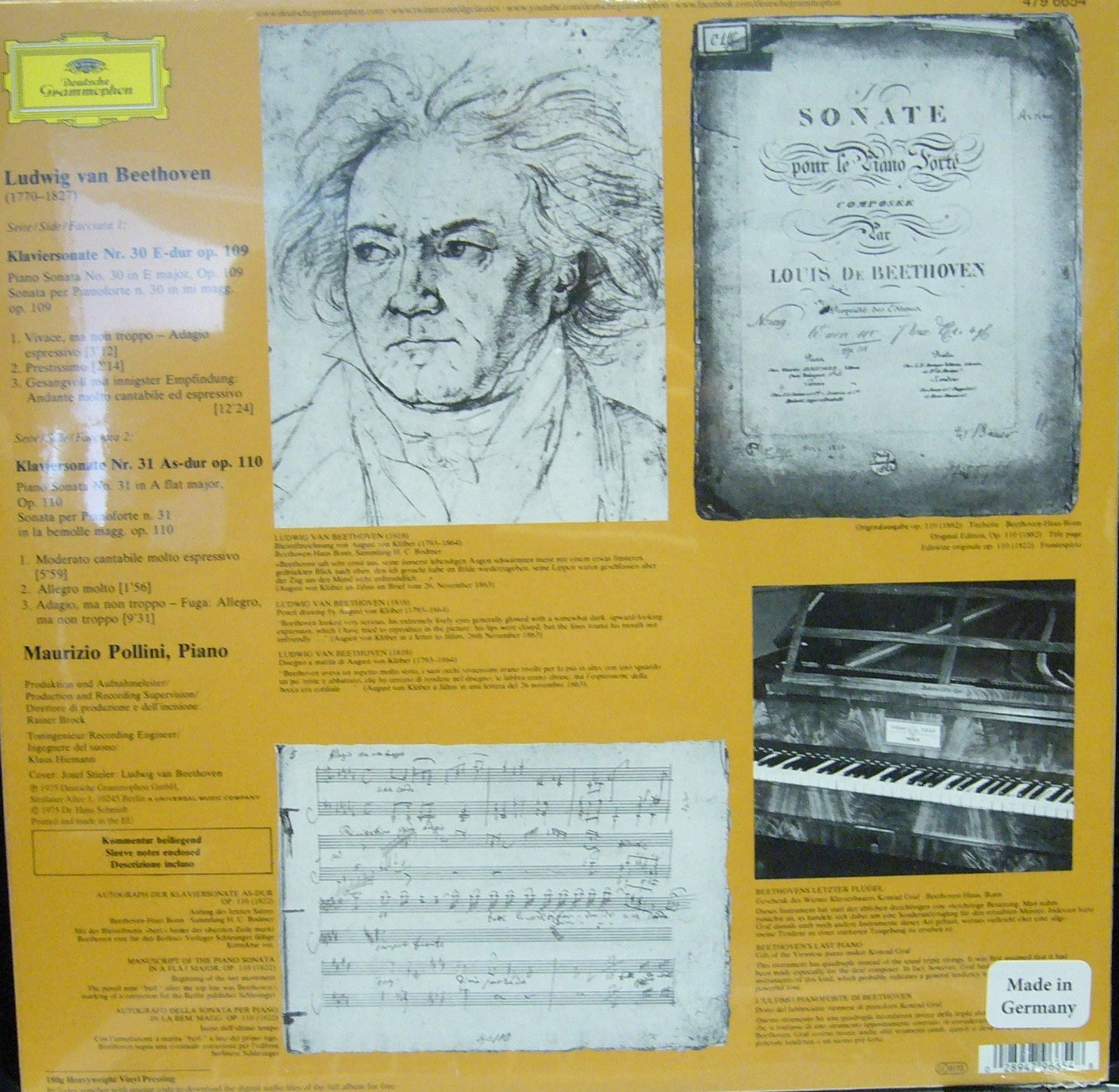 Beethoven Sonata No.30 op.109 & nos.31 op.110/ Maurizio Pollini