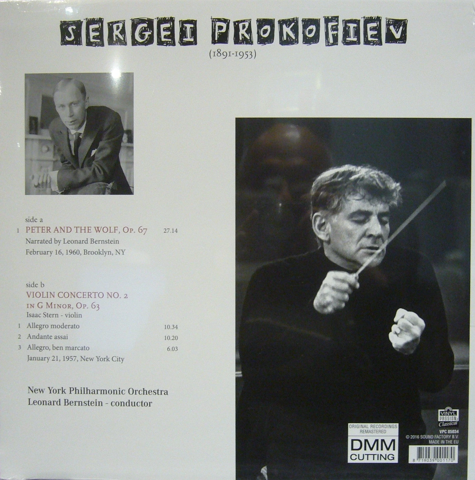 Prokofiev/ Peter and The Wolf/ Violin Concerto No>2/ Bernstein/ Issac Stern